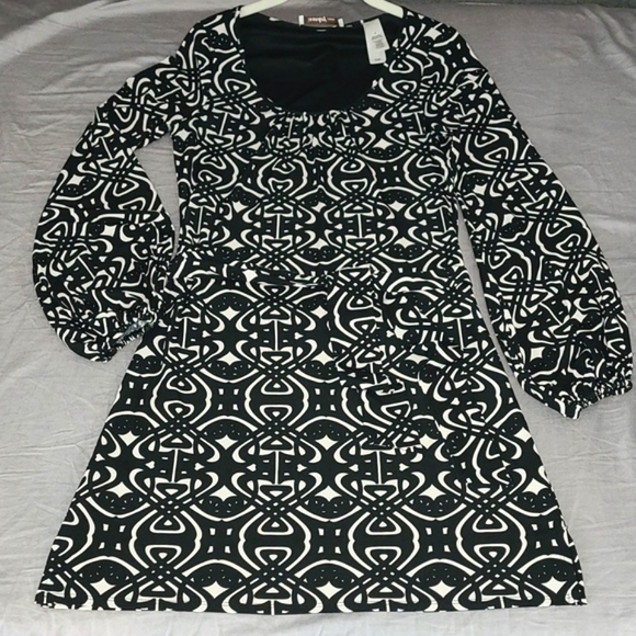 Laundry by Design Graphic Mod Print Mini Dress Size 4 Black & White - Picture 1 of 9